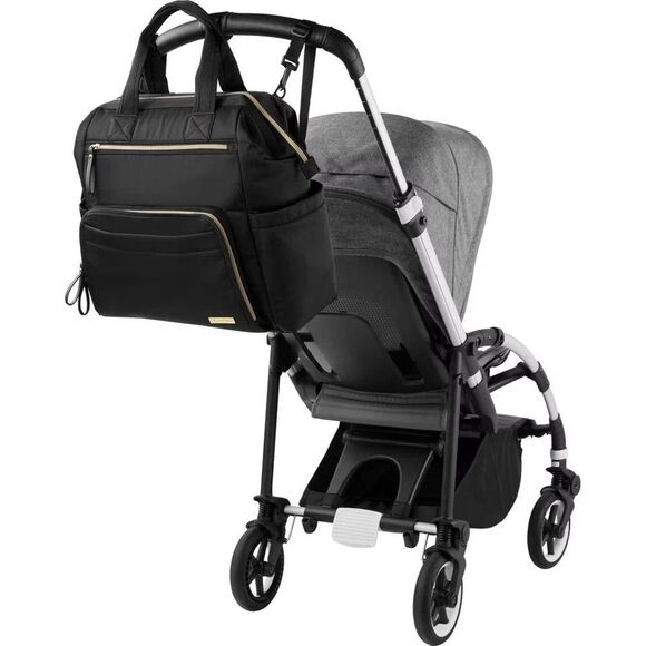 Skip Hop Solid Black Backpack Diaper Bag Pockets Baby Toddler - Picture 2 of 16